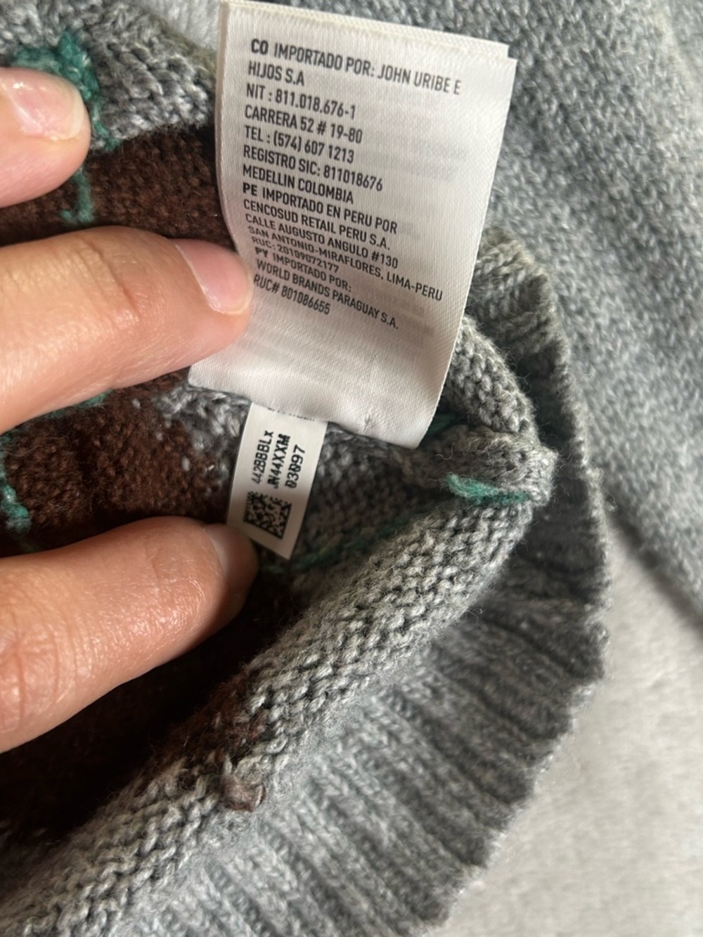 American Eagle Outfitters Cropped Argyle Button-Front Sweater - Gray/Brown/Cream - Picture 4 of 9